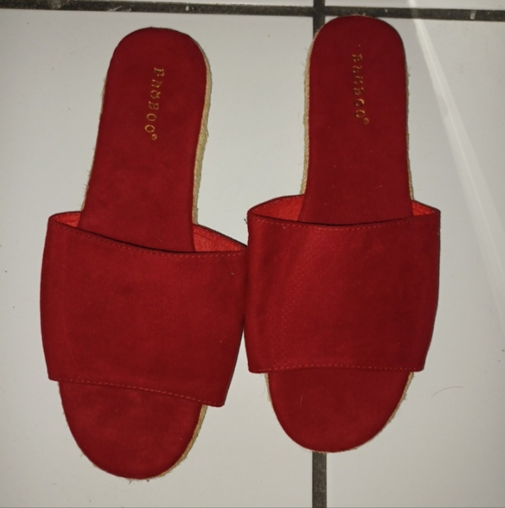 Red suede velvet sandals